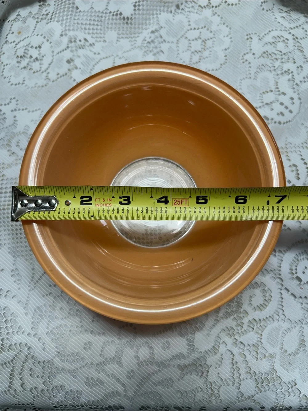 Vintage Pyrex Corning USA Peach & Brown Glass Mixing Bowls Set of 2